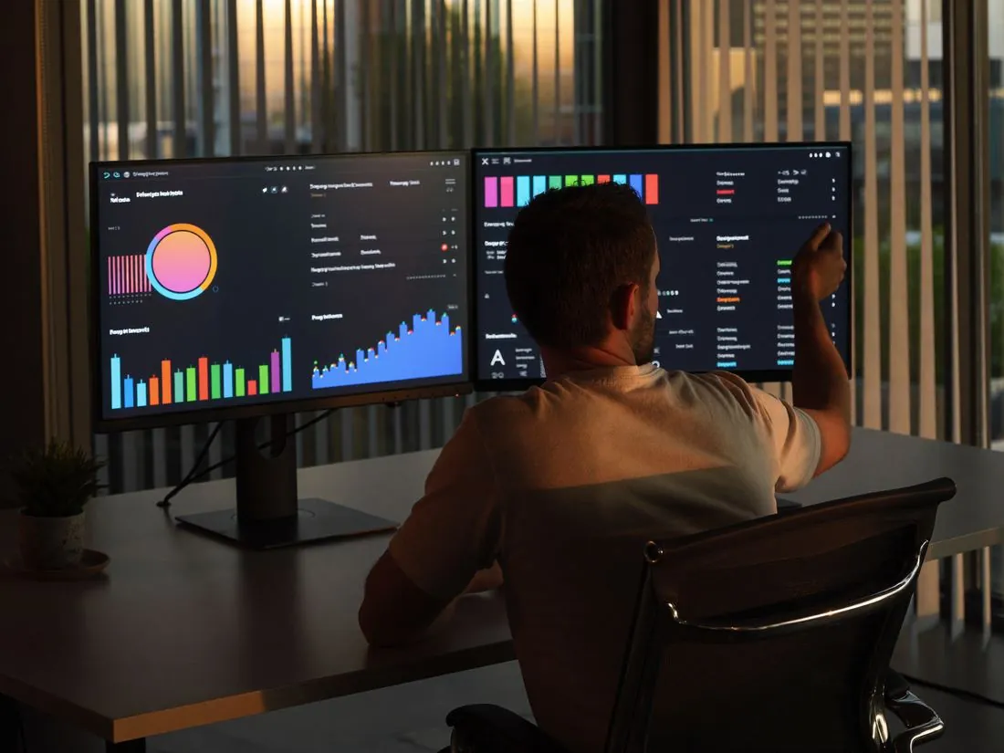 Analyst reviewing performance dashboards