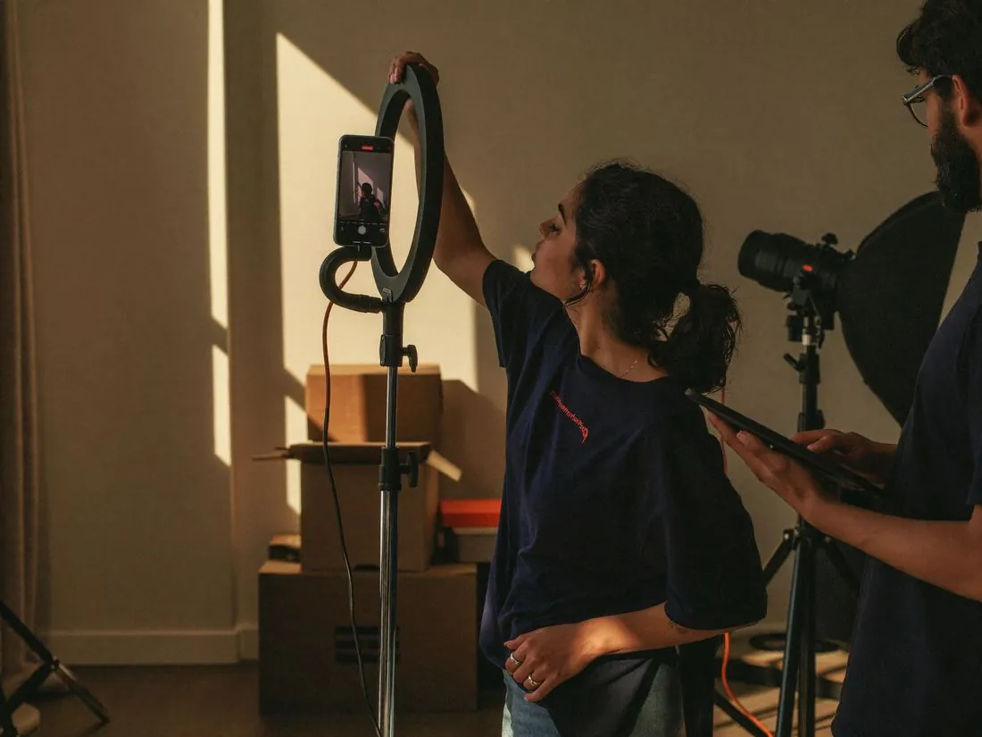 Creator filming short-form content in the FSG studio